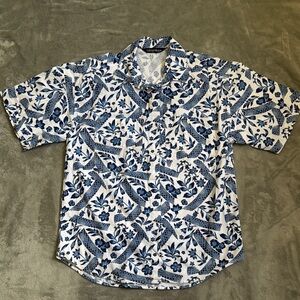 Vintage Patterned Causal Button Down Shirt